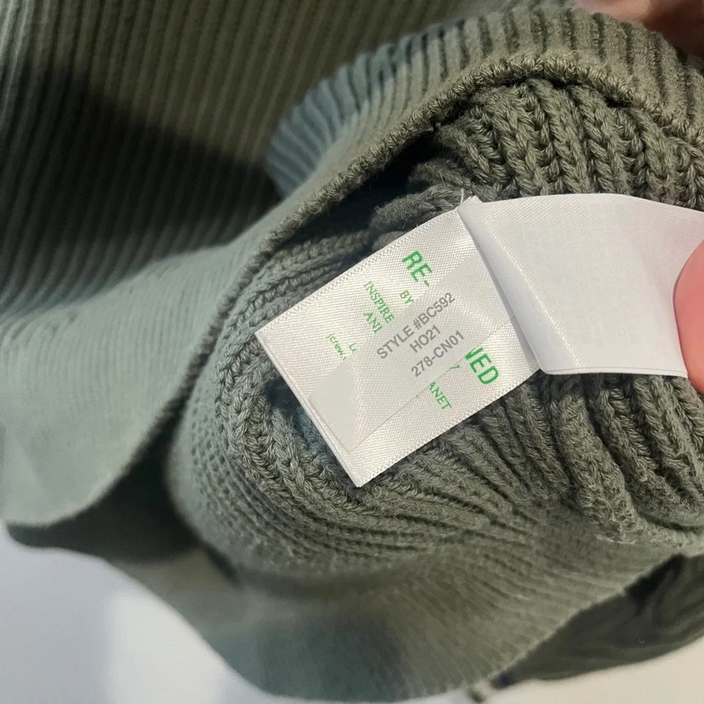 J Crew Ribbed Cotton Half Zip Sweater Green Knit Men's XL Mock‎ Neck Preppy